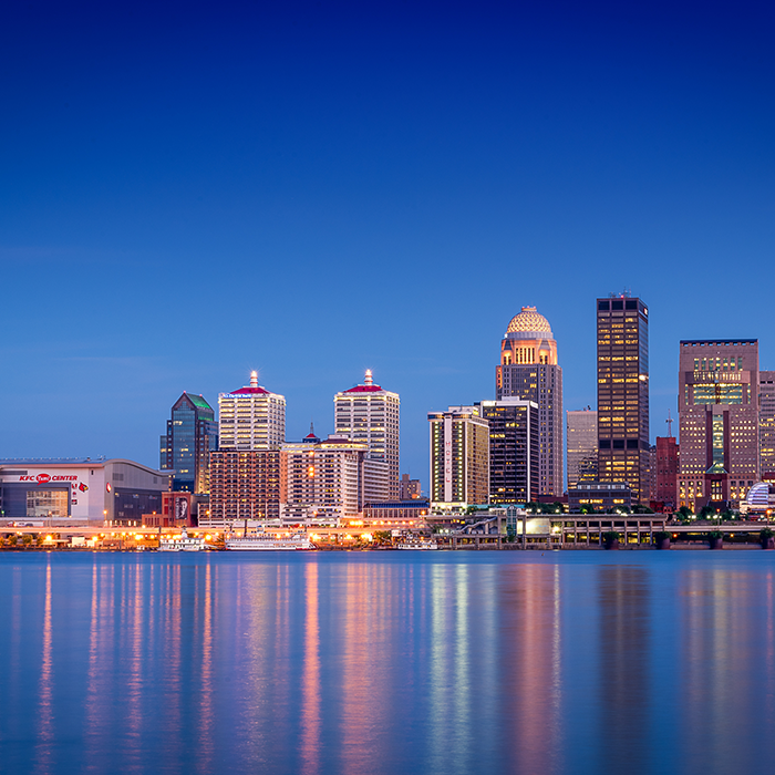 Louisville skyline at night